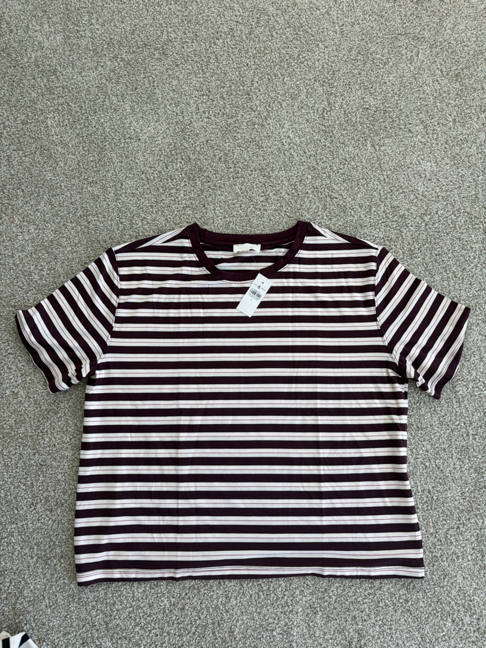Lou & Grey Striped Short-Sleeve Tee in Burgundy and White
